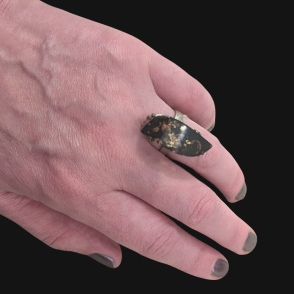 Amber silver ring adjustable aize - Picture 3 of 8
